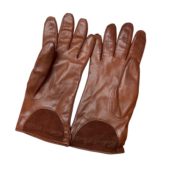 Gabriele Strehle Brown Leather Dress Womens Size 7 Gloves - Picture 2 of 7
